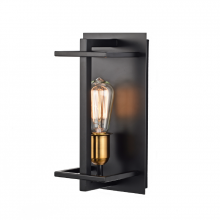  LIT2487BK-GD - 12" Wall Sconce in Black finish with Gold socket rings