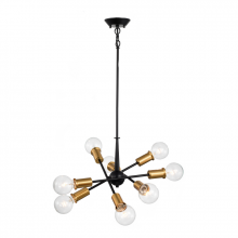  LIT2532BK-GD - 8-Light Pendant in black finish with gold sockets