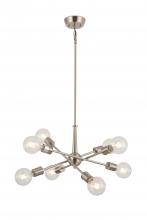 LIT2533SN+MC - 8x60, E26 Light Pendant in Satin Nickel finish with replaceable sockets in black, Satin Nickel