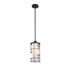  LIT2730BK-WH - 1 1x100 W -Light Pendant in black metal framewith white shade