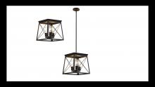  LIT3933BK - 13" Dual mount Pendant 3x60 W Medium Base can be mounted as Pendant and a Flush Mount