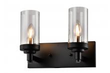  LIT4022BK+MC-CL - 2x60 W, E12 base 2 -Light Vanity in Black finish with replaceable multi color sockets included