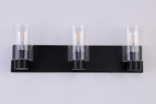  LIT5423BK+MC -CL - 3X E12 60 W Vanity Light in Black finish with replaceable socket rings in Black and Gold finish