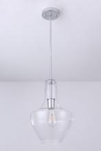  LIT5630CH+MC-CL - 10.5" 1x60 W Pendant in Chrome finish with clear glass, with replacement socket rings in Black