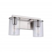  LIT6122SN+MC -CL - 2 Light Vanity in Satin Nickel and Black finish frame with replaceable Socket Rings