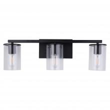  LIT6123BK+MC -CL - 3 Light Vanity in Satin Nickel and Black finish frame with replaceable Socket Rings in Black
