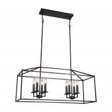  LIT6951BK+MC - 36" 8X40W Pendant in Black finish with replaceable socket rings in Black, Gold and satin Nickel
