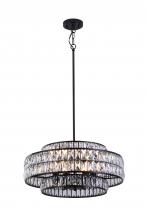  LIT7434BK-CRY - 22" 6x60W E26 Pendant in black finish with K9Crystal comes with 3x12", 1x6", 1x3" Pi