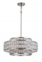  LIT7434 SN-CRY - 22" 6x60W e26 Pendant in Satin Nickel finish with K9 Crystal