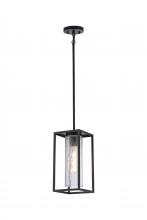  LIT7730BK-CR - 6.5", 1x60W, E26 Pendant in black finish with Crackled glass, suitable for indoor / outdoor