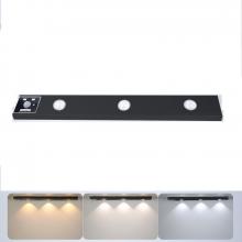 Lit Up Lighting UC1912 BK-3CCT - 12” Rechargeable Under Cabinet Motion Sensor light in 3CCT 3000K, 4000K, and 5000K in Black finish
