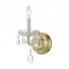  1031-PB-CL-MWP - Traditional Crystal 1 Light Hand Cut Crystal Polished Brass Sconce