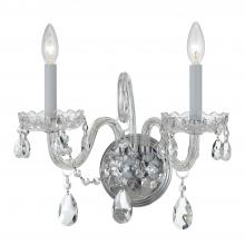  1032-CH-CL-MWP - Traditional Crystal 2 Light Hand Cut Crystal Polished Chrome Sconce