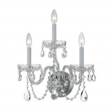  1033-CH-CL-MWP - Traditional Crystal 3 Light Hand Cut Crystal Polished Chrome Sconce