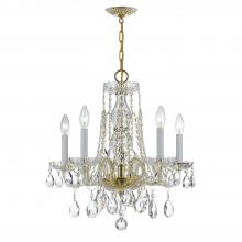  1061-PB-CL-MWP - Traditional Crystal 5 Light Hand Cut Crystal Polished Brass Chandelier