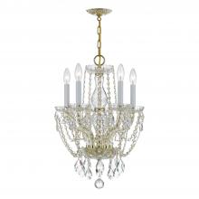  1129-PB-CL-MWP - Traditional Crystal 5 Light Hand Cut Crystal Polished Brass Mini Chandelier