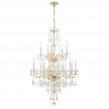  1155-PB-CL-MWP - Traditional Crystal 15 Light Hand Cut Crystal Polished Brass Chandelier