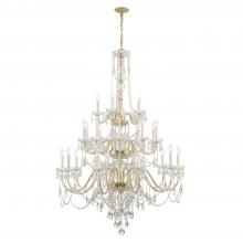  1156-PB-CL-MWP - Traditional Crystal 25 Light Hand Cut Crystal Polished Brass Chandelier
