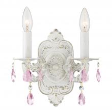  5022-AW-RO-MWP - Paris Market 2 Light Rose Crystal Antique White Sconce