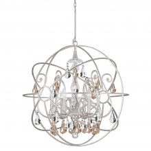  9028-OS-GS-MWP - Solaris 6 Light Gold Crystal Olde Silver Sphere Chandelier
