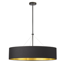  PLV-304C-MB-698 - 4LT Incand Chandelier, MB w/ BK/GLD Shade