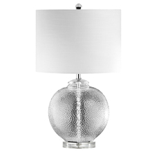 TYR-235T-CLR - 1LT Glass Table Lamp w/ White Shade