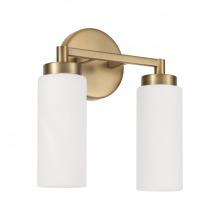  151721AD - 2-Light Cylindrical Vanity in Aged Brass with Faux Alabaster Glass