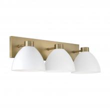  152031AW - 3-Light Vanity in Aged Brass and White