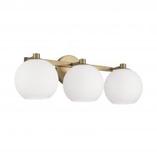  152131AD-548 - 3-Light Circular Globe Vanity in Aged Brass with Soft White Glass
