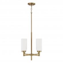  351741AD - 4-Light Cylindrical Chandelier Pendant in Aged Brass with Faux Alabaster Glass