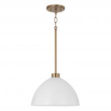  352011AW - 1-Light Pendant in Aged Brass and White