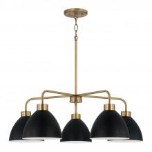  452051AB - 5-Light Chandelier in Aged Brass and Black