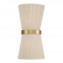  641221NP - 2-Light Sconce in Hand wrapped Bleached Natural Rope String and Hand-Distressed Patinaed Brass