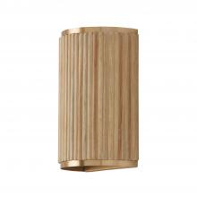  650721WS - 2-Light Sconce in Matte Brass and Handcrafted Mango Wood in White Wash