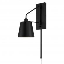  651311MB - 1-Light Modern Metal Sconce in Matte Black with White Interior