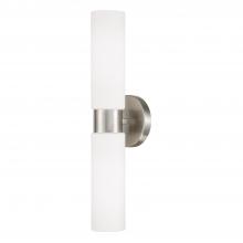  652621BN - 2-Light Dual Linear Sconce Bath Bar in Brushed Nickel with Soft White Glass