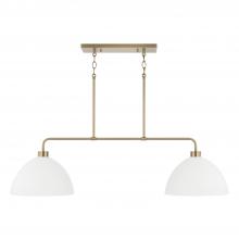  852021AW - 2-Light Linear Chandelier in Aged Brass and White
