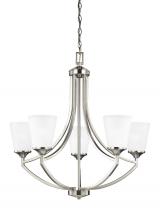  3124505EN3-962 - Hanford traditional 5-light LED indoor dimmable ceiling chandelier pendant light in brushed nickel s