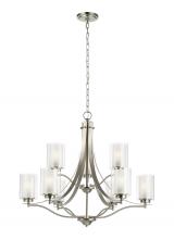  3137309-962 - Elmwood Park traditional 9-light indoor dimmable ceiling chandelier pendant light in brushed nickel