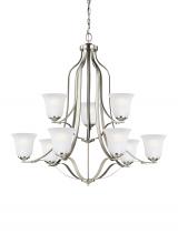  3139009-962 - Emmons traditional 9-light indoor dimmable ceiling chandelier pendant light in brushed nickel silver
