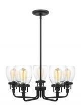  3214505-112 - Belton transitional 5-light indoor dimmable ceiling up chandelier pendant light in midnight black fi