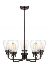  3214505-710 - Belton transitional 5-light indoor dimmable ceiling up chandelier pendant light in bronze finish wit