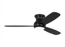  3OBSHR52MBKD - Orbis 52 Inch Indoor/Outdoor Integrated LED Dimmable Hugger Ceiling Fan