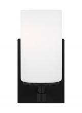  4124601-112 - Alturas indoor dimmable 1-light wall bath sconce in a midnight black finish and etched white glass s