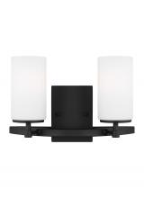  4424602-112 - Alturas indoor dimmable 2-light wall bath vanity in a midnight black finish and etched white glass s