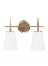 4440402-848 - Driscoll contemporary 2-light indoor dimmable bath vanity wall sconce in satin brass gold finish wit