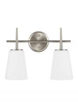  4440402-962 - Driscoll contemporary 2-light indoor dimmable bath vanity wall sconce in brushed nickel silver finis