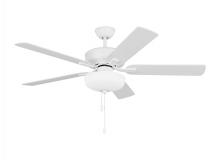  5LDDC52RZWD - Linden 52'' traditional dimmable LED indoor matte white ceiling fan with light kit and rever