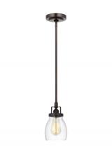  6114501-710 - Belton transitional 1-light indoor dimmable ceiling hanging single pendant light in bronze finish wi