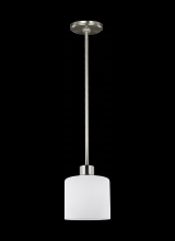  6128801-962 - Canfield modern 1-light indoor dimmable ceiling hanging single pendant light in brushed nickel silve